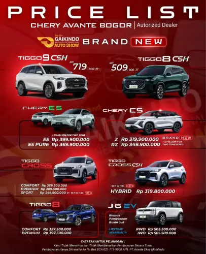 Pricelist Harga Chery tanjungdurenutara 2025